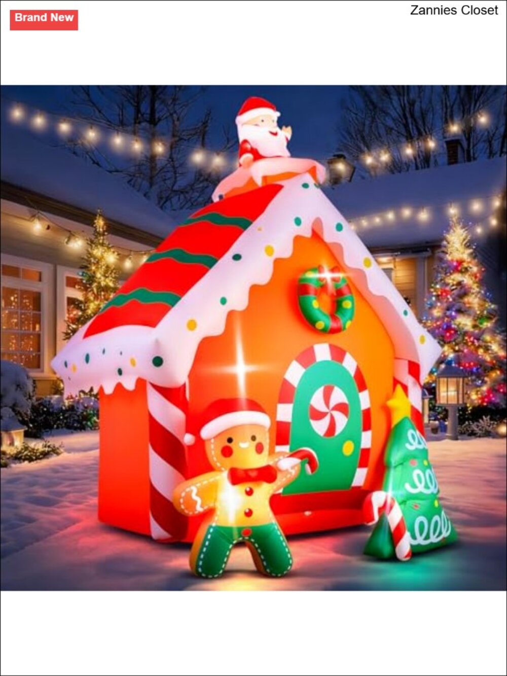 7.5 FT Christmas Inflatable Gingerbread House LED Blow Up Yard Decor